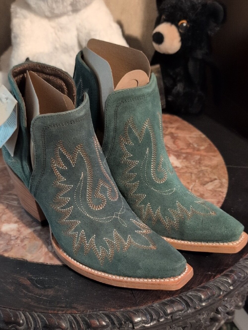 Ariat Teal Suede Western Ankle Bootie